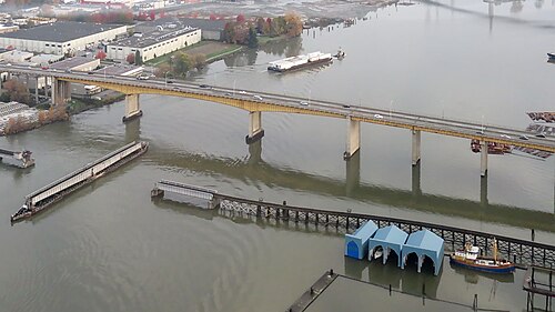Oak St Bridge and Fraser River, Vancouver, Marpole