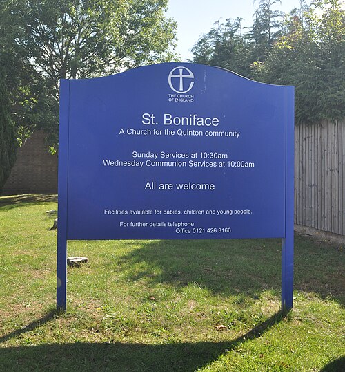 St Boniface Church, Quinton Road West, Ridgacre, Birmingham (August 2025) (Signboard), Ridgacre