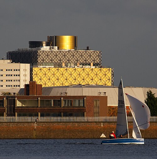 Birmingham Library from Edgbaston Reservoir, Jewellery Quarter
