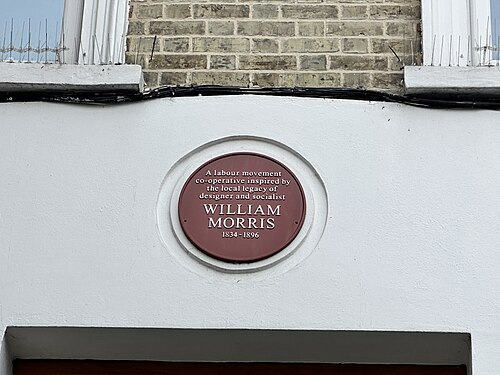 Plaque at William Morris House Wimbledon, South Wimbledon