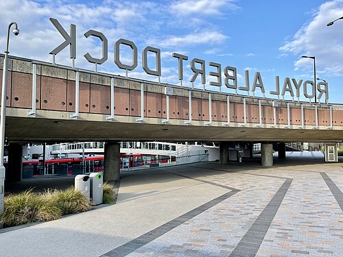 Approach to Beckton Park DLR Station, May 2021, Beckton Park
