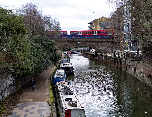 DLR Over Limehouse Cut, Commercial Road, Limehouse