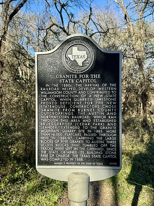 Brushy Creek “Granite for the State Capitol” THC Marker, Avery Ranch-Lakeline