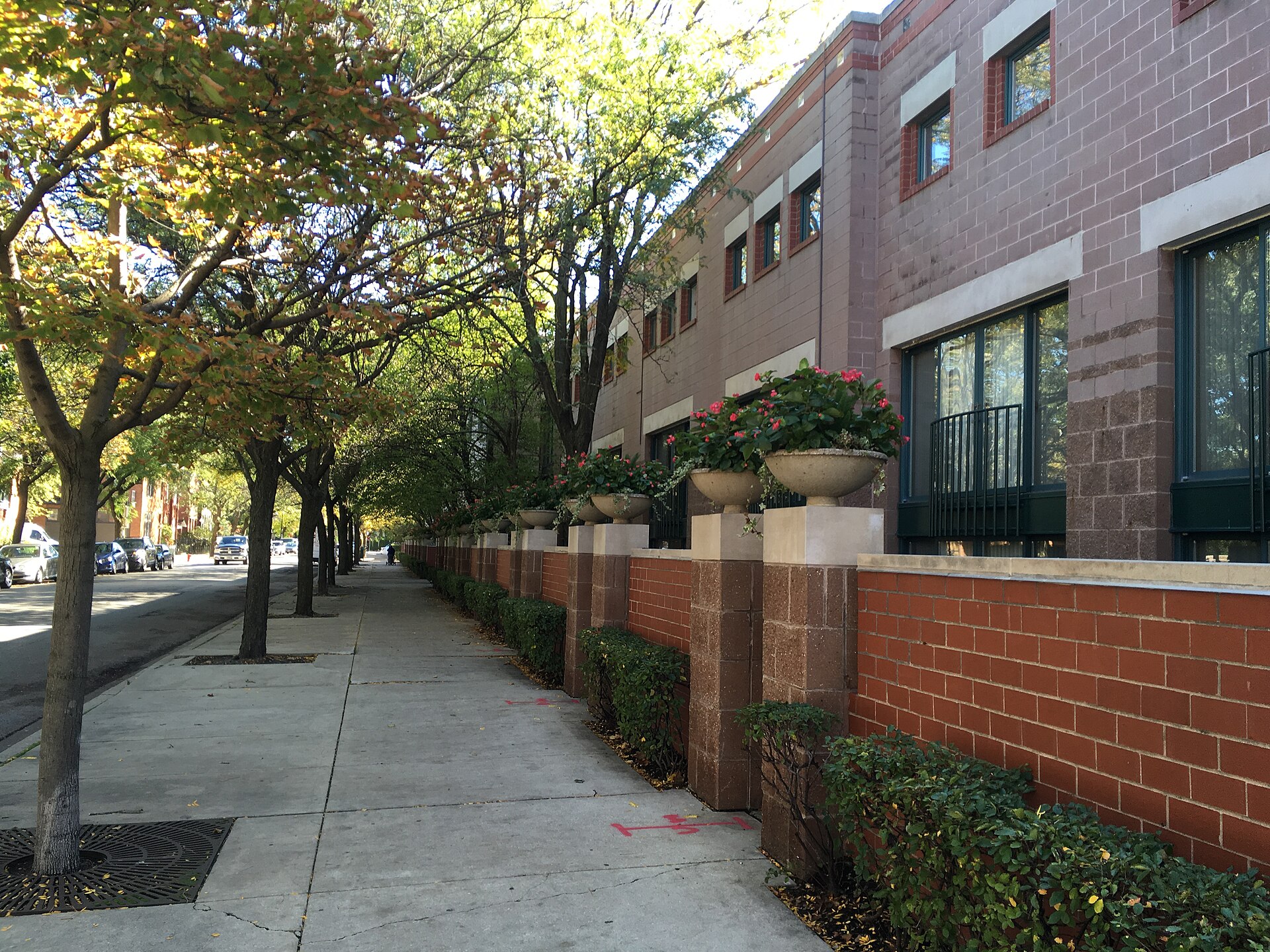Rowhouses with Brick Wall, Lincoln Park