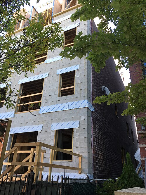 Brick Side Wall of Building Under Construction, Lincoln Park