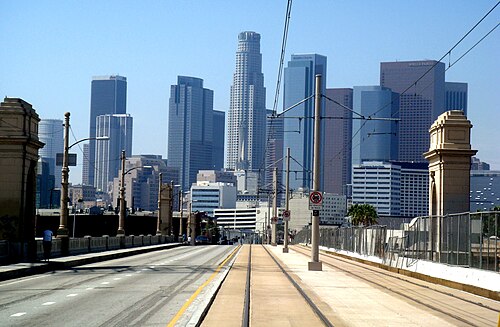 First Street Bridge. Downtown Los Angeles, CA. Looking West., Boyle Heights