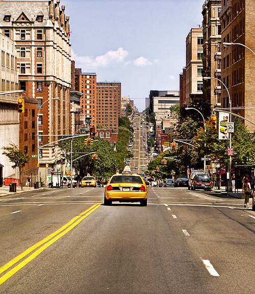 Amsterdam Avenue Looking North at Columbia University, Morningside Heights