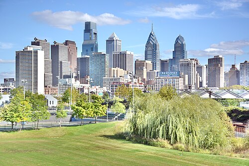Philadelphia Skyline from South Street Bridge, Fitler Square