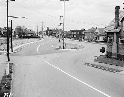 Seattle - John Street Widening at 21st Avenue E., 1955, Stevens