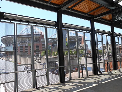 Centurylink Field, from Passenger Bridge at King Street Station, Pioneer Square
