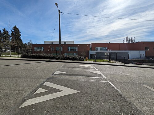 Traffic Calming Cushion on North 92nd Street, Seattle, WA, US, Licton Springs